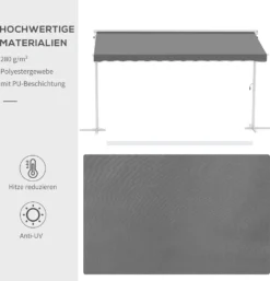 Outsunny Standmarkise Gartenmarkise Markise Mit Faltarm Kurbel Terrasse Grau 4,5x3,42m -Deutschland Garten Zier Verkaufs-Shop 15dea867d358f660fff7bbfce5aff084