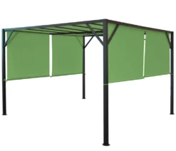Pergola Baia, Garten Pavillon Terrassenüberdachung, Stabiles 6cm-Stahl-Gestell + Schiebedach Grün 3x4m -Deutschland Garten Zier Verkaufs-Shop 16280bd5035e7aad632f4efb53af3838