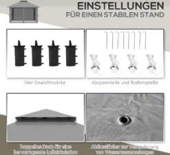 Outsunny Faltpavillon 4 X 4 M, Gartenpavillon Mit 4 Netzwänden, Pop-Up-Zelt Mit UV-Schutz, Partyzelt Mit Doppeldach, Tragetasche, Für Balkon, Campingplatz, Dunkelgrau -Deutschland Garten Zier Verkaufs-Shop 163f789c1a77346f0b96734de44b1625