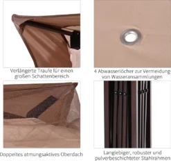 Outsunny Pavillon Faltpavillon Gartenzelt Mit Seitenwänden Popup Khaki 3,25x3,25x2,95cm -Deutschland Garten Zier Verkaufs-Shop 16d627868d87d8983db27f20bbd5ab02