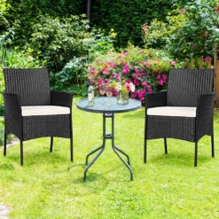 COSTWAY 2er Rattan Stühle Set Gartenstuhl Polyrattan Mit Sitzkissen Rückenlehne & Armlehne -Deutschland Garten Zier Verkaufs-Shop 17010fbaefcbae0751fb0f7159ba4bf4