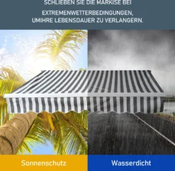 Lospitch Sonnenmarkise Manuelle Gelenkarmmarkise Markise Sonnenschutz, 3,5 X 3 M Alu/Polyester Anti-UV Und Wasserfest Terrasse Oder Garten Grau -Deutschland Garten Zier Verkaufs-Shop 1758c436b669d6a63ac805ef551715bb