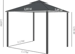 Outsunny Gartenpavillon Pavillon Ca. 3 X 3 M Doppeldach Partyzelt Festzelt 4 X Doppel-Seitenteile Wasserdicht UV-Schutz Metall Polyester Dunkelgrau -Deutschland Garten Zier Verkaufs-Shop 1773baedb2a67df9e67a4e593e5ce62d