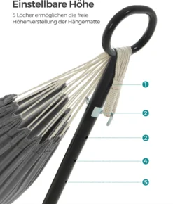 SONGMICS Hängematte Mit Gestell, 210 X 150 Cm, Auf 5 Verschiedene Höhen Verstellbar, Gestell Aus Metall, Bis 240 Kg Belastbar, Für Garten, Schwarzes Gestell Und Graue Hängematte GHS001G01 -Deutschland Garten Zier Verkaufs-Shop 17a7721f26daf3c15254c768d5f0de90