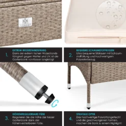 KESSER® Polyrattan Gartenbank 2-Sitzer Bank Mit Integriertem Inkl. Tisch & Kissen - 133 × 63 × 84 Cm - Rattan Sitzbank Garten Balkon Gartensofa Wetterfest Sitzgruppe Ultra Stabile, Farbe:Grau -Deutschland Garten Zier Verkaufs-Shop 182d80657f63fdf5647105f132c4bdc5