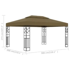 VidaXL Pavillon Mit Doppeldach 3x4 M Taupe 180 G/m² -Deutschland Garten Zier Verkaufs-Shop 183db92e458ddfba89b537d6ef8f1919