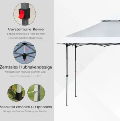 Outsunny Faltpavillon Pop-Up-Zelt Gartenpavillon Rollentasche Oxford-Gewebe 3,6 X 3,6m Hellgrau+Weiß -Deutschland Garten Zier Verkaufs-Shop 196795de1bd164ebe3670542ce08be5b