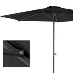 ECD Germany Sonnenschirm Rund Mit Kurbel, Ø 300 Cm, Schwarz, Aus Polyester, Wasserabweisende Bespannung, Sonnenschutz UV50+, Neigbar, Knickbar, Marktschirm Ampelschirm Gartenschirm Kurbelschirm Terrassenschirm -Deutschland Garten Zier Verkaufs-Shop 19e7472b23c09933cf00835646eff5ff