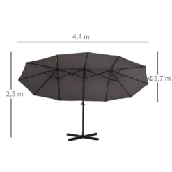 Outsunny Sonnenschirm Mit Kurbel, Doppelschirm, Verstellbarer Gartenschirm, Sonnenschutz, Metall, Grau, 460 X 270 X 250 Cm -Deutschland Garten Zier Verkaufs-Shop 1a472f7a959a543b266e41939d2cba2d