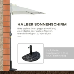 Outsunny Sonnenschirm, 270 X 240 Cm Halbshirm, Balkonschirm Mit LED, Halbrunder Terrassenschirm Mit Handkurbe, Solarpaneel, Für Garten, Metall, Beige -Deutschland Garten Zier Verkaufs-Shop 1aa4799f506da2d25089893805616751