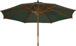 Sonnenschirm Runder Balkonschirm Grün 300 Cm Als Hochwertiger Schattenspender Gartenschirm Aus Holz Mit Windauslass & UPF 50+