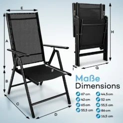 Tillvex Gartenstuhl Schwarz Klappbar Aus Aluminium | Hochlehner Mit Armlehnen | Klappstuhl Verstellbar | Klappsessel Balkon Garten Terrasse -Deutschland Garten Zier Verkaufs-Shop 1abb50b7ec8b5b89683f6ca1ecf8dfde