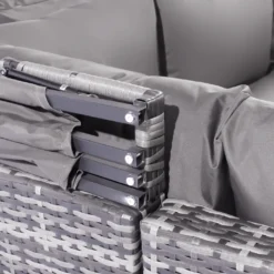 Merax Gartenmöbelset Polyrattan Mit Sonnendach Und Kissen Für 5 Personen, Loungeset Balkonmöbel Set Mit 3-Sitzer Sofa Inkl. Dach, 2x Einzelsessel, 1x Ottoman, 1x Tisch, 194 X 128 X 157 Cm -Deutschland Garten Zier Verkaufs-Shop 1ad2753838f3924aec3793bfdd58e634