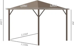 Outsunny Gartenpavillon Partyzelt 4 X Doppel-Seitenwänden Laternenhaken Alu + Polyester Bronze+Hellbraun Ca. 3 X 3 X 2,5 M -Deutschland Garten Zier Verkaufs-Shop 1c4d67bb375c747c22fd30d341fe6a2a