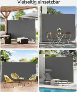 SONGMICS Seitenmarkise, Sichtschutz, 200 X 400 Cm, Ausziehbar Aus 220 G/m² Polyester,Blickdicht, Seitenrollo, Für Balkon, Terrasse, Garten, Anthrazit GSA204G02 -Deutschland Garten Zier Verkaufs-Shop 1c806b71c5c6e43676df75b885797fd8