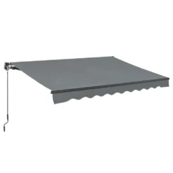 Juskys Markise 350 X 300 Cm - Beschattung Terrasse & Balkon - Gelenkarmmarkise Mit Kurbel & Halterung - Sonnenschutz Balkonmarkise Gelenkmarkise Grau