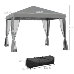 Outsunny Faltpavillon Pavillon Faltzelt Mit Seitenwänden Inkl. Tragetasche Metall+Oxford Hellgrau+Schwarz 3x3m -Deutschland Garten Zier Verkaufs-Shop 1db3f6e2af36dd195bbc1d01d277b088