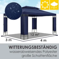 Juskys Pavillon Capri 3x4m Mit Doppeldach - Wasserabweisend & Stabil - Garten Feiern & Feste - Partyzelt Gartenpavillon Gartenzelt Outdoor Blau -Deutschland Garten Zier Verkaufs-Shop 1e219b9277bed551f8597bc12960c73f