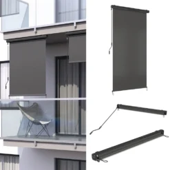OK-Living Senkrechtmarkise Sonnenschutzrollo Seitenmarkise Anthrazit 250x140 Cm