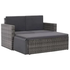 VidaXL 2-tlg. Garten-Lounge-Set Mit Auflagen Poly Rattan Grau
