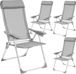 Tectake 4 Aluminium Gartenstühle Klappbar Mit Kopfteil - Grau -Deutschland Garten Zier Verkaufs-Shop 1e4c4d043e0887b7b811107da47ef904