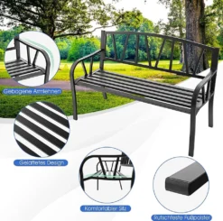 COSTWAY Gartenbank Metall, 2-Sitzer Sitzbank, Parkbank Bis 300kg Belastbar, Terrassenbank Für Garten, Balkon Und Terrasse, 128 X 57 X 86 Cm -Deutschland Garten Zier Verkaufs-Shop 1f65954bd0e01119e20c766b125c2fd7