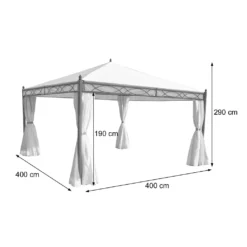 Pergola Calpe, Garten Pavillon, Stabiles 7cm-Gestell Mit Seitenwand Hellgrau 4x4m -Deutschland Garten Zier Verkaufs-Shop 1fddad70b5f700202fddd5fbefd60c6e