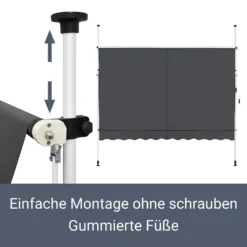 Juskys Klemmmarkise 250 X 120 Cm Mit Handkurbel - Markise Ohne Bohren - Höhenverstellbar, UV-beständig & Wasserabweisend - Balkonmarkise Balkon Grau -Deutschland Garten Zier Verkaufs-Shop 1fe529d0f1fdcf8d8409e197c3fbfcd8