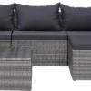 VidaXL 5-tlg. Garten-Sofagarnitur Mit Polstern & Kissen Poly Rattan Grau
