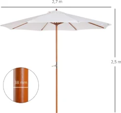 Outsunny Sonnenschirm Holzschirm Gartenschirm Balkonschirm Kurbelschirm, Pappel, Creme, Φ2.7x2.5m (Modell1) -Deutschland Garten Zier Verkaufs-Shop 208f4126c3a5b9d55dbfef547e7c58f6