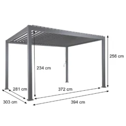 Pergola HWC-J32, Garten Lamellen-Pavillon, 11cm-Alu-Gestell 4x3m Dunkelgrau Mit Seitenwand + Moskitonetz Weiß -Deutschland Garten Zier Verkaufs-Shop 20ebb1c1caed1f9e57b67fb6620e0762