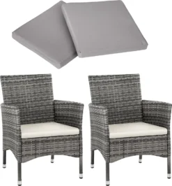 Tectake 2 Rattansessel Inkl. 4 Sitzbezüge - Grau/hellgrau -Deutschland Garten Zier Verkaufs-Shop 21a30504386c904cc5c5260ad8ec7ee5
