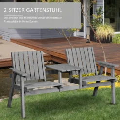 Outsunny Gartenbank Mit Tisch, Sitzgruppe, Gartenmöbel, Mit Regenschirmloch, Sitzbank, 2 Stühle, Massivholz, Grau, 152 X 70 X 83 Cm -Deutschland Garten Zier Verkaufs-Shop 21d66bbe22fd64e17fbabc72dabf2b98