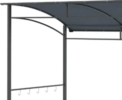Outsunny Grillpavillon, Grillüberdachung, Regenschutz, UV-beständig, Wasserdicht, Mit Haken, Stahlrahmen, Polyester, Grau, 215 X 150 X 174/220 Cm -Deutschland Garten Zier Verkaufs-Shop 228bd6087141c21f85a745c3ef7f4b4e