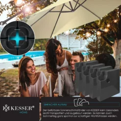 KESSER® Sonnenschirmständer 4-teilig Schirmgewicht Schirmständer Für Ampelschirm Bodenkreuz 90 Liter / 120 Kg Befüllbar Mit Wasser Oder Sand Inkl. Metallverbinder Ampelschirmständer Kunststoff, Farbe:Schwarz -Deutschland Garten Zier Verkaufs-Shop 22b0bfc844b4920eb55d87f457d409f6