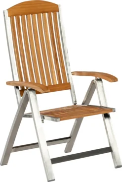 Merxx Klappsessel "Keros" - Edelstahlgestell Mit Akazienholz