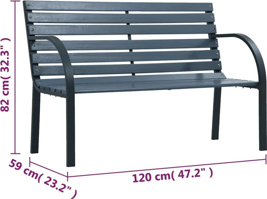 VidaXL Gartenbank 120 Cm Grau Holz 7 VidaXL Gartenbank 120 Cm Grau Holz – Bild 7