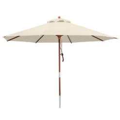 Anndora Sonnenschirm 3,5m Rund Natural Winddach UV-Schutz - Natural