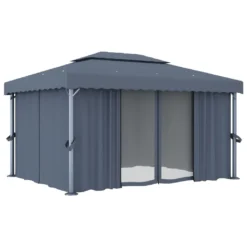 VidaXL Pavillon Mit Vorhängen & LED-Lichterkette 4x3 M Anthrazit -Deutschland Garten Zier Verkaufs-Shop 248c8c5fce823f5ee952e6439ea5eba8