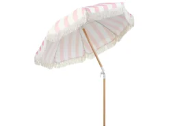 Sonnenschirm Rosa Stoff-Bespannung Rund ⌀ 150 Cm Mit Volant Regenschutz Holzmast Neigungsfunktion Kurbel Boho Garten Outdoor Balkon Terrasse -Deutschland Garten Zier Verkaufs-Shop 25011692748d31d9ade72fdd84b2a30a