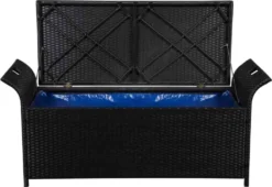 VidaXL Truhenbank Mit Polster 138 Cm Poly Rattan Schwarz -Deutschland Garten Zier Verkaufs-Shop 2563c1427bc1b98a4f88e3338b5eb0d6