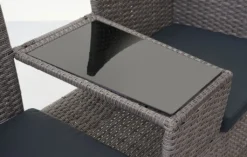 Poly-Rattan Sitzbank Mit Tisch MCW-E24, Gartenbank Sitzgruppe Gartensofa, 132cm Grau, Kissen Dunkelgrau -Deutschland Garten Zier Verkaufs-Shop 25d8d49f826ef163c2d1c3368fdc94c7