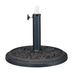 Relaxdays Sonnenschirmständer Schwarz-gold Rosen