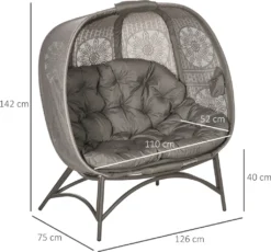 Outsunny Gartenstuhl 2-Sitzer, Korb-Stuhl Mit Faltbarem Korb, Papasansessel Mit Kissen, Loungesessel Für Balkon, Terrasse, Stahl, Sand, 126 X 75 X 142 Cm 11 Outsunny Gartenstuhl 2-Sitzer, Korb-Stuhl Mit Faltbarem Korb, Papasansessel Mit Kissen, Loungesessel Für Balkon, Terrasse, Stahl, Sand, 126 X 75 X 142 Cm -Deutschland Garten Zier Verkaufs-Shop 2658bd0bc9f437d037d9c66774aad469