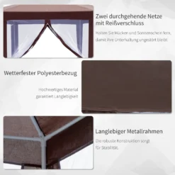 Outsunny Pavillon Gartenpavillon Mit 6 Seitenteilen Moskitonetz Partyzelt Gartenzelt Festzelt Zelt 6-eckig Polyester+Stahl Braun -Deutschland Garten Zier Verkaufs-Shop 2667d371fb5ad08e5d5ebfbe3bc31fdc