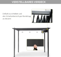 Outsunny Pergola Pavillon Terrassenüberdachung Mit Schiebedach Garten Alu Kohlegrau+Dunkelgrau 3x3x2,23 M -Deutschland Garten Zier Verkaufs-Shop 26f97afe9490e2a8358ed414b76b642b