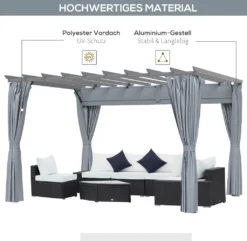 Outsunny Pergola-Pavillon Mit Einstellbarem Stoffdach Witterungsbeständig Wasserabweisend Sonnenschutz Polyester Stahl Grau 3,6 X 3 X 2,27 M -Deutschland Garten Zier Verkaufs-Shop 27b7dcbacad256b849c5aa3dd433a902
