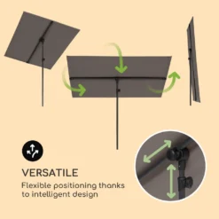 Blumfeldt Flex-Shade L Sonnenschirm Sonnenschutz ,Fläche: 130 X 180 Cm ,Material: Polyester ,UV-Schutzfaktor 50 ,Aluminium-Standbein ,wasserabweisend ,dunkelgrau -Deutschland Garten Zier Verkaufs-Shop 27edd2469085e44c6e987359aafc16bd