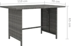 VidaXL Garten-Esstisch Grau 110x70x65 Cm Poly Rattan -Deutschland Garten Zier Verkaufs-Shop 285e459bdf0e00281db57b4410ffe68d