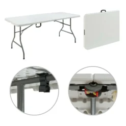 AREBOS Klapptisch 180 Cm, Mit Tragegriff, Aus Metall Und Wetterfestem Kunststoff, Weiß -Deutschland Garten Zier Verkaufs-Shop 28bcb9e9e75ae19b85dce3f0530ac1bc